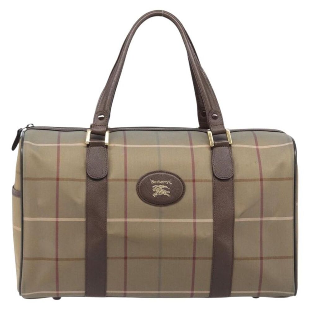 Burberry Nova Check Boston Canvas Beige Canvas Handbag